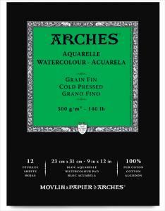 ARCHES Aquarelle 100% BA 29,7x42cm lepený 300g 12listů - cold pressed