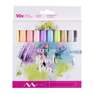 Sada 10 akvarelových fixů pastelové odstíny Ecoline Brush Pen Talens