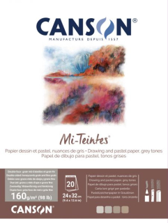 Mi-Teintes skicák lepený 24x32cm 160g 20l šedé odstíny CANSON