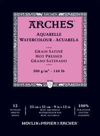 ARCHES Aquarelle 100% BA A4 300g 12listů - hot pressed