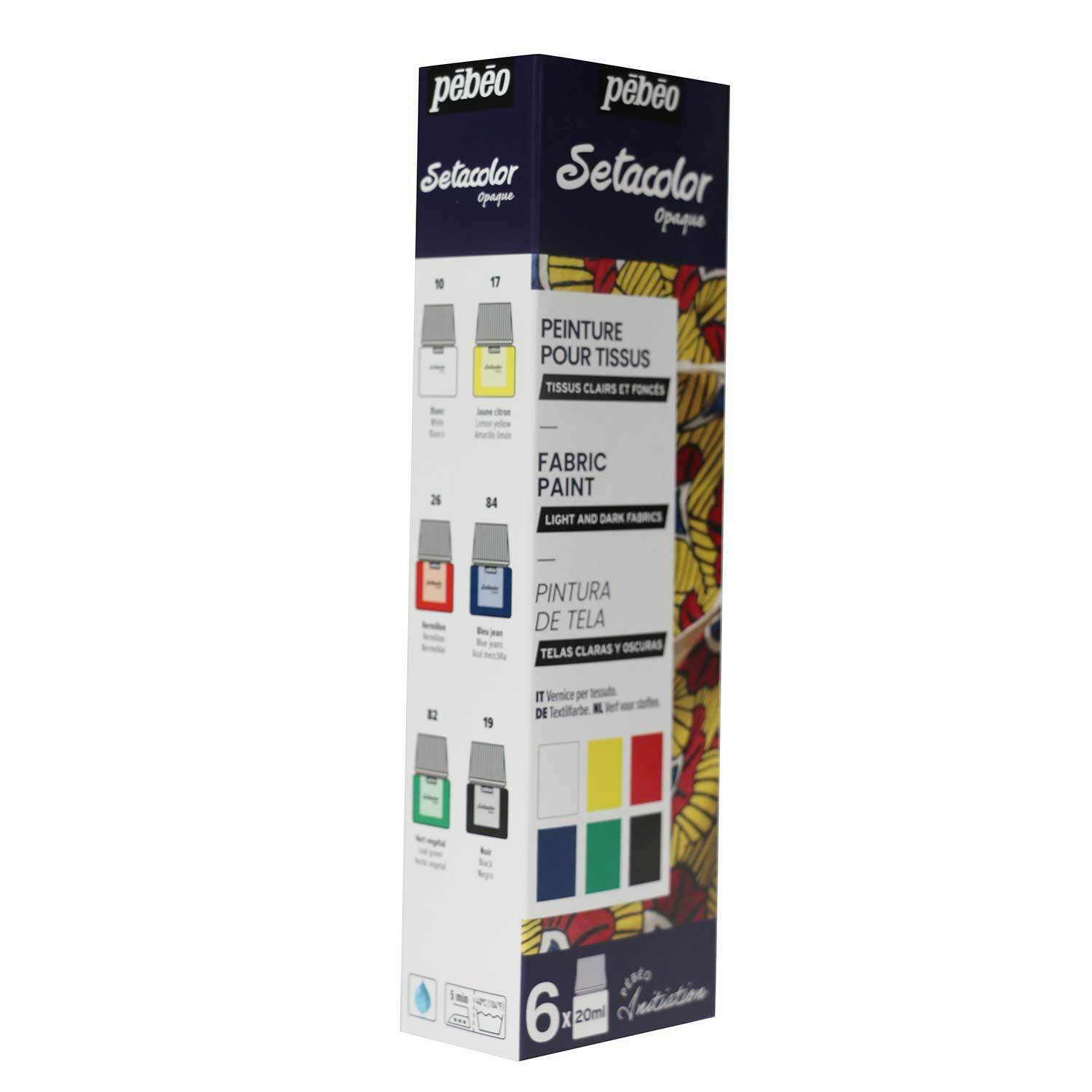 Sada barev na textil Setacolor 6x20ml Pebeo