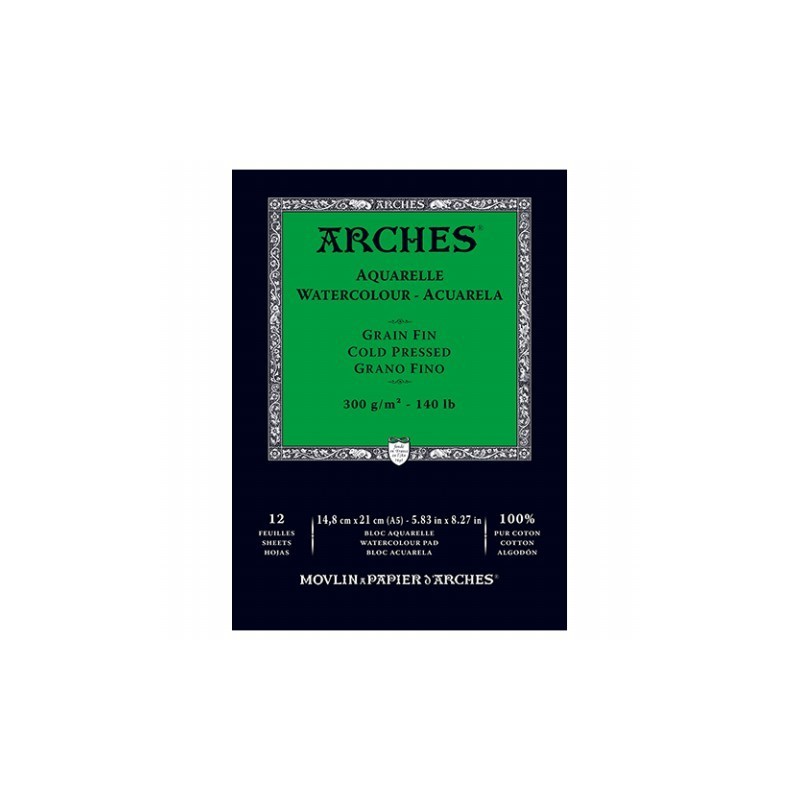 ARCHES Aquarelle 100% bavlna A5 300g 12listů - cold pressed