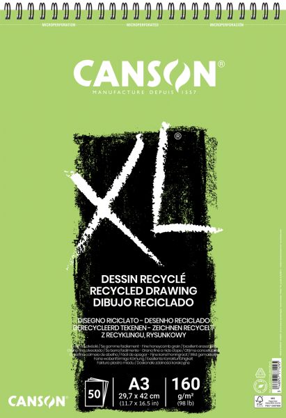 XL recykl. blok v kroužk. vazbě A3 160g 50 archů CANSON