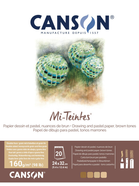 Mi-Teintes skicák lepený 24x32cm 160g 20l hnědé odstíny CANSON