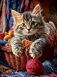 Diamantový obrázek kočka v košíku 30x40cm Norimpex