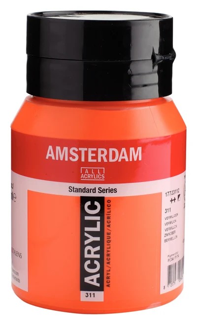 Royal Talens Amsterdam Standard akrylová barva 311 Rumělka (Vermilion) 500 ml