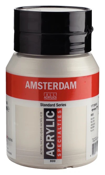 Royal Talens Amsterdam Standard akrylová barva 800 Stříbrná (Silver) 500 ml