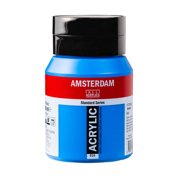 Royal Talens Amsterdam Standard akrylová barva 834 Metalická modrá (Metallic blue) 500 ml