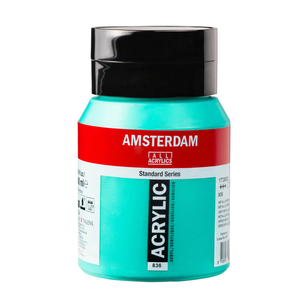 Royal Talens Amsterdam Standard akrylová barva 836 Metalická zelená (Metallic Green) 500 ml