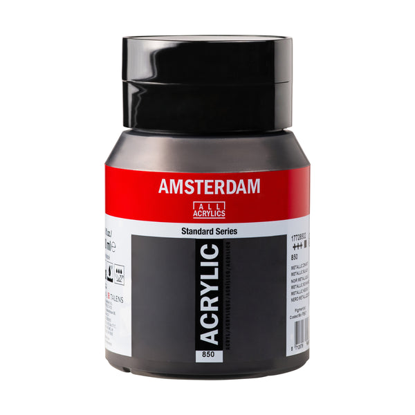 Royal Talens Amsterdam Standard akrylová barva 850 Metalická černá (Metallic Black) 500 ml