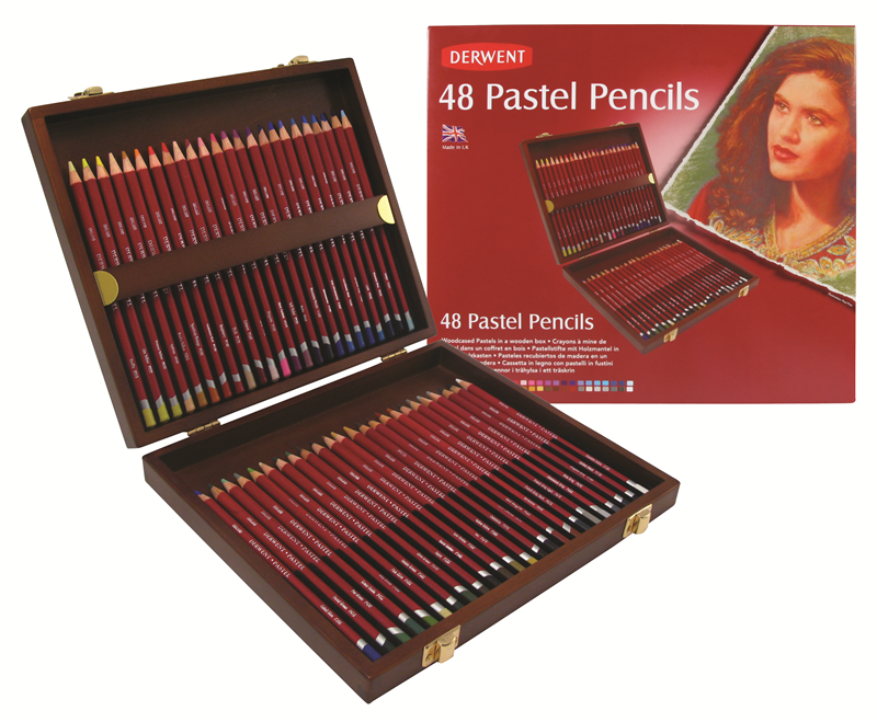 PASTEL Pencils sada suchých pastelů 48ks dřevěný kufřík DERWENT