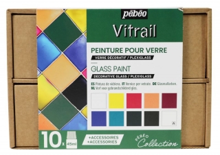 Sada barev na sklo Vitrail 10x45ml Pebeo
