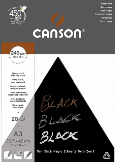 Skicák černý A3 240g/m2 20 archů Canson