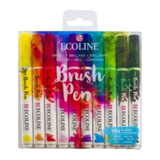 Sada 10 akvarelových fixů zářivé odstíny Ecoline Brush Pen Talens