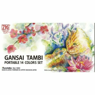 Cestovní sada 14ks akvarelových barev Gansai Tambi Kuretake