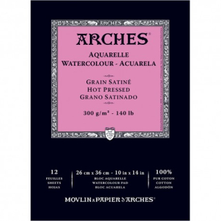 ARCHES Aquarelle 100% BA 26x36cm 300g 12listů - hot pressed